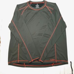 L.L. Bean Gray Long Sleeve Tee with Red Highlights